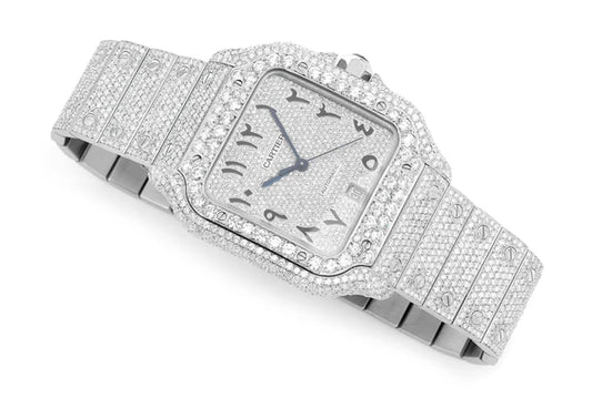 Iced-Out Cartier Santos – Arabic Dial Edition