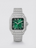Iced-Out Cartier Santos – Emerald Green Dial Edition