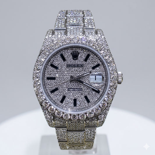 Iced-Out Rolex Datejust – Full Honeycomb Edition