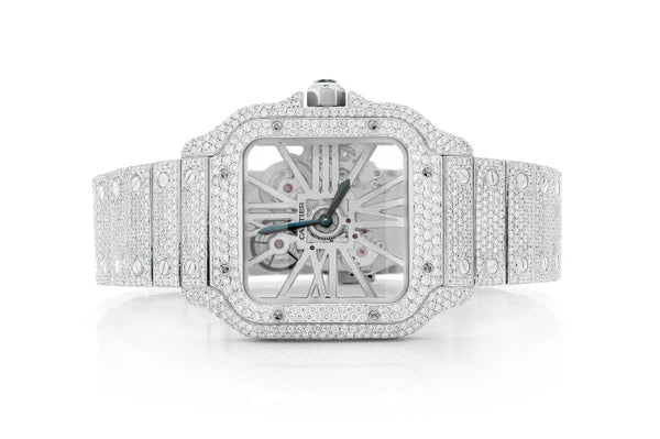 Santos de Cartier Skeleton Iced-Out
