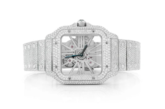 Santos de Cartier Skeleton Iced-Out
