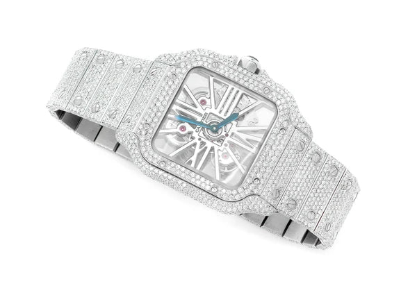 Santos de Cartier Skeleton Iced-Out